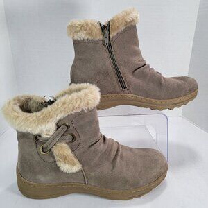 Bare Traps Womens 8.5 Tan‎ Leather Winter Snow Boots Stylish Classic Short